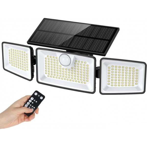 Aootek Solar Motion Sensor Lights, 252 LEDs 3 Head Adjustable Solar Lights Outdoor, 2700LM 355°Wide Angle Commercial Street & Area Lights with Remote Control, IP67 Waterproof Spot Light with 3 Modes